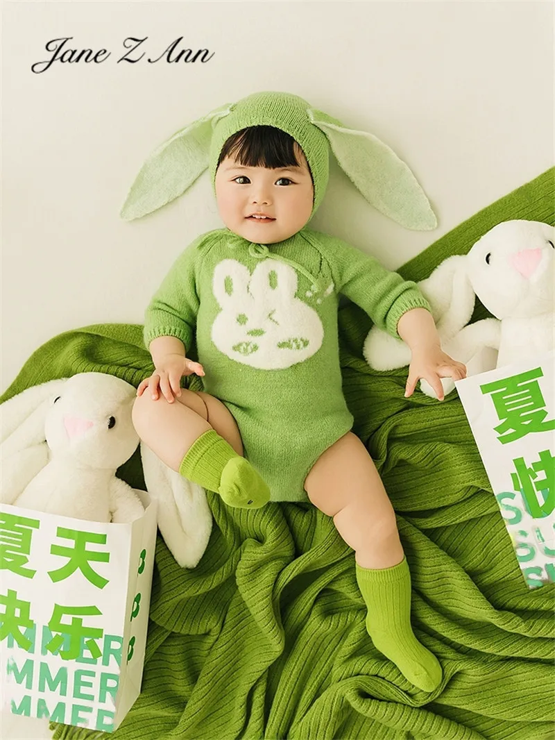 

Infant 3-6 monthTheme Baby Photography Clothing Props Green Fresh Rabbit Summer Photo Studio shooting
