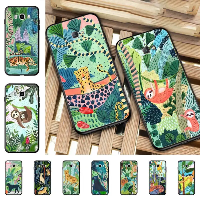 

Cute Cartoon Anime Sloth Leopard Phone Case for Samsung J 2 3 4 5 6 7 8 prime plus 2018 2017 2016 core