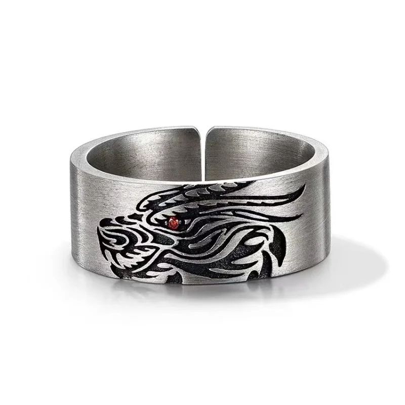 

Модное кольцо из серебра 925 пробы, мужское индивидуальное кольцо, регулируемое модное кольцо с драконом, мужское ювелирное изделие для подарка бойфренду