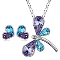 le sapphire butterfly jewelry sets for women wedding party jewelry set butterfly pendant chain necklace butterfly stud earrings