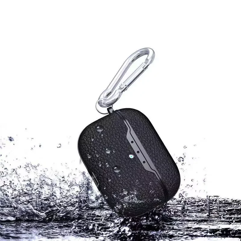 

Litchi Leather Case For AirPods Pro Waterproof Shockproof Earphones Protective Cover For AirPods 3 2019 Cases with Keychain