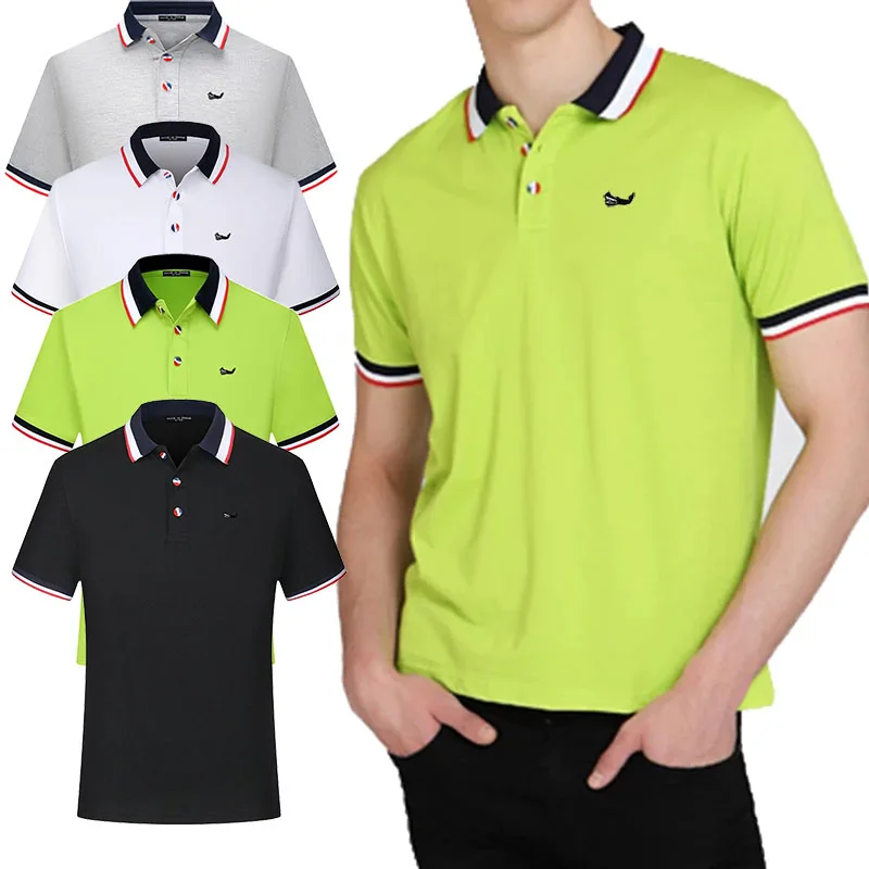 

New Design Summer Mens Short Sleeve Polos Shirts Embroidery Logo Casual Cotton Polos Homme Male Clothes Lapel Tops T-shirt 4XL