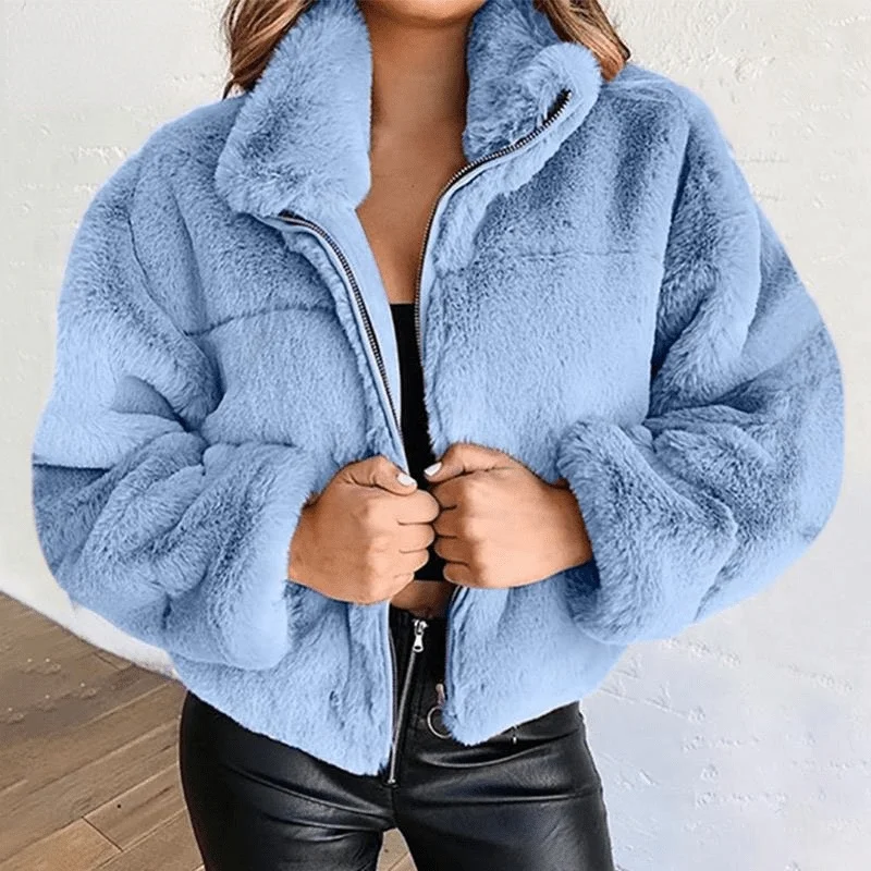 

2021 Winter Thicken Teddy Coats Women Lapel Long Sleeve Fake Fur Warm Jackets Female Fluffy Hairy Zipper Pockets Loose Overcoat