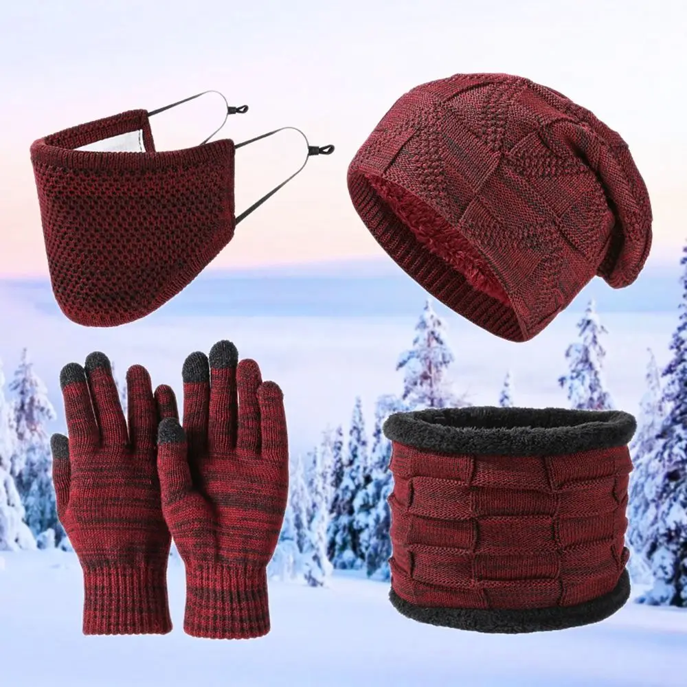 

Зимняя шапка плюс флисовый шейный шарф облегающая шапка зимняя облегающая шапка перчатки для сенсорного экрана мужская шапка s