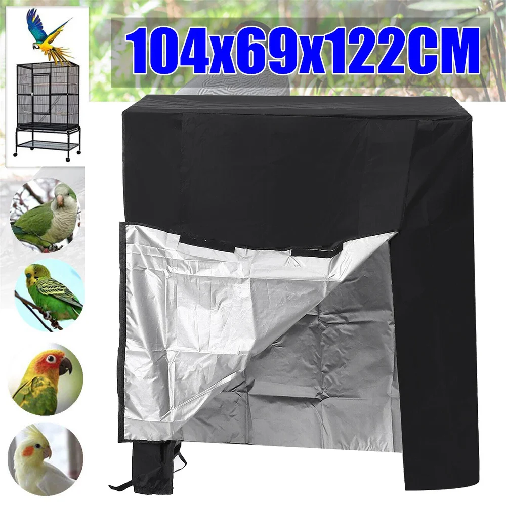 

1x Universal Bird Cage Waterproof Oxford Cloth Washable Parrot Cage Cover Good Night Bird Pet Dust Cover Black 122x104x69cm