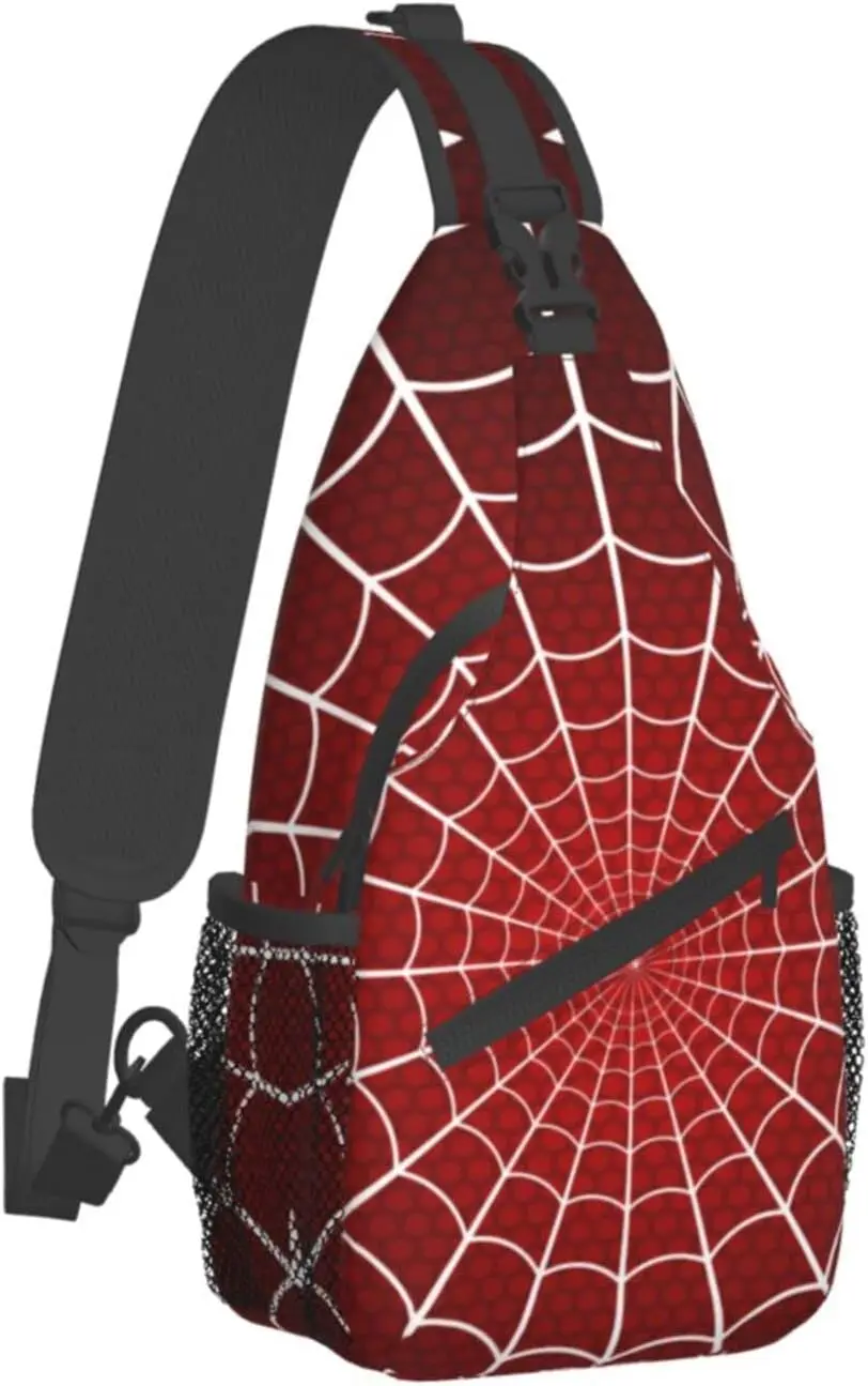 

Red Spider Web Sling Bag Crossbody Backpack Sling Halloween Shoulder Bag Casual Daypacks for Women Men Cycling Hiking Travel