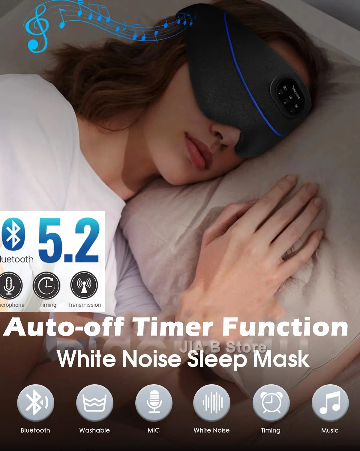 Sleep Headphones White Noise Cancelling Music Bluetooth 5.2 Silk Eye Mask Auto Shut Off 100% Light Blackout Sleeping Eye Covers enlarge