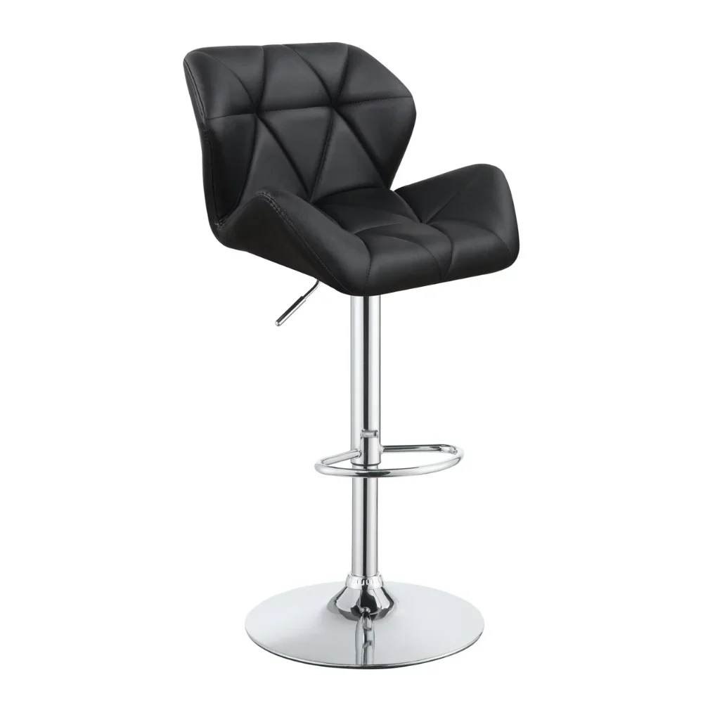

Adjustable Diamond Bar Stool with Chrome Base, Black ,Set of 2- Saltoro Sherpi
