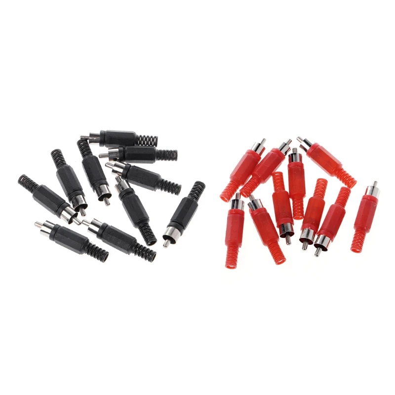 

20 Pcs Black Red Solder RCA Male Plug Video Adapter Connector