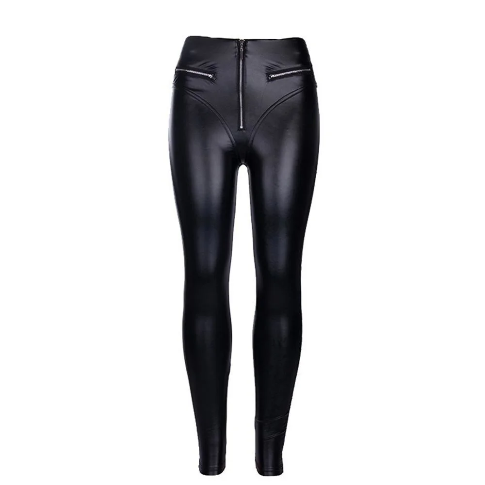 Пикантные леггинсы из искусственной кожи на молнии дизайнерские