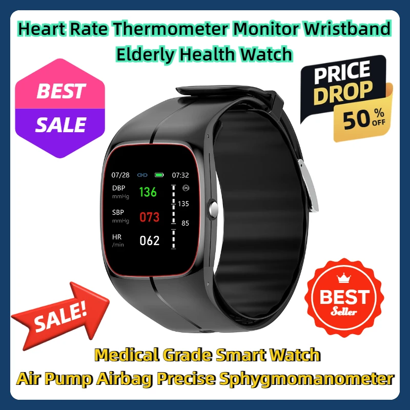 Термометр сердечного ритма монитор браслет часы для здоровья пожилых людей