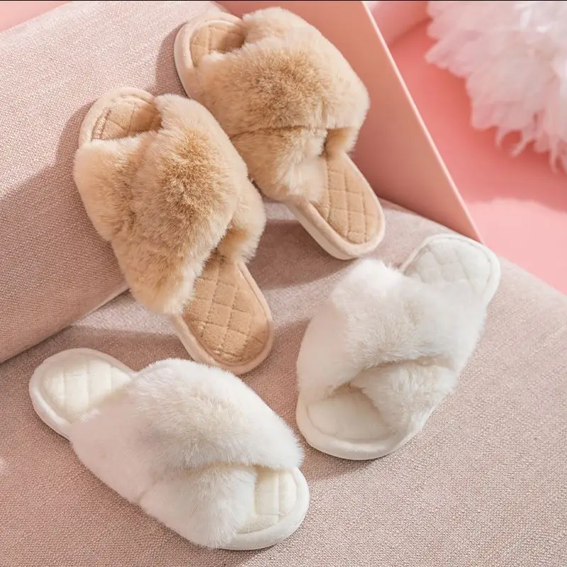 KYGZ Women Slippers New 2022 Fur Indoor Fashion Woman Shoes Daily Vacation Shoes Ins Style Footwear Size 36-41