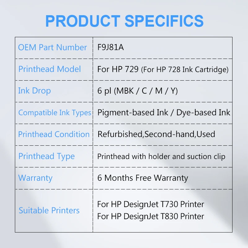 Печатающая головка F9J81A для HP 729 печатающая DesignJet T730 T830 принтера с держателем и