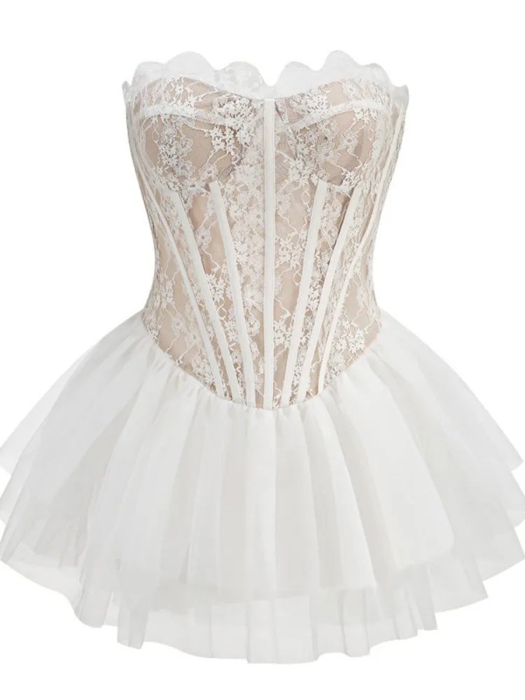 Женское вечернее платье без бретелек Белое Облегающее Платье с открытой спиной в