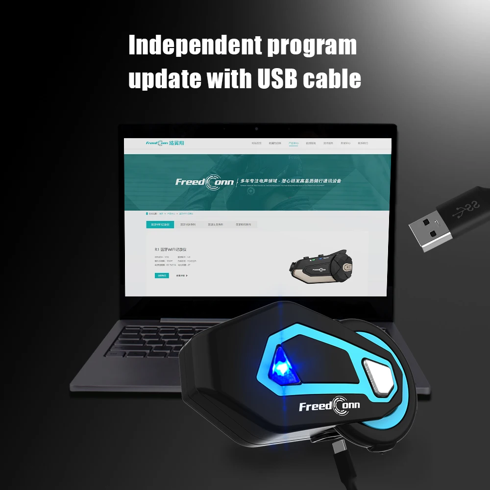 Фото Bluetooth-гарнитура для мотоциклетного шлема Freedconn T Max Pro, BT 5,0, 1200 м №3