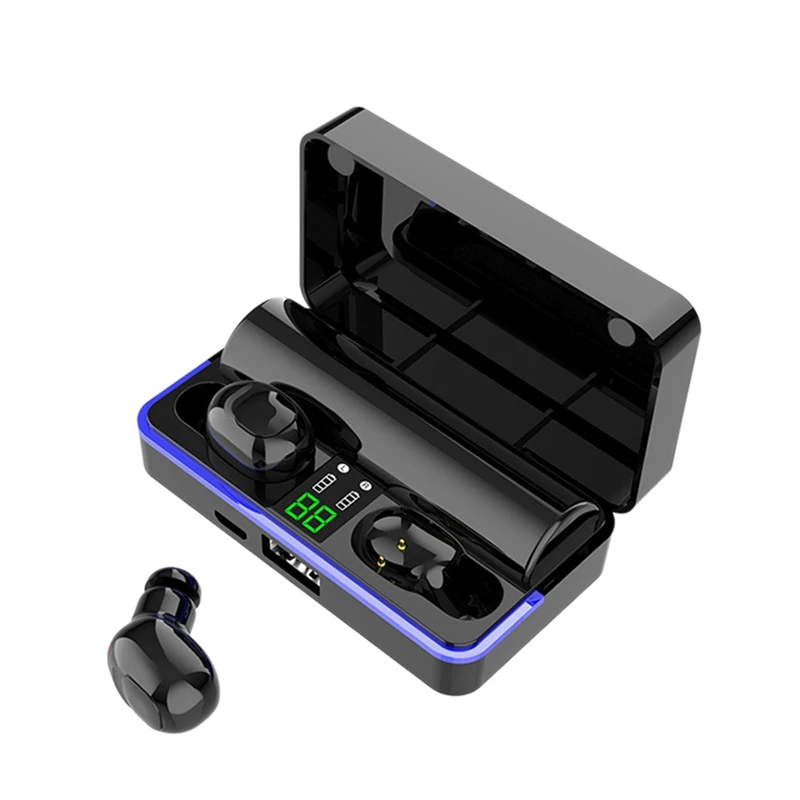 

Top W12 Subwoofer Wireless Bluetooth Headset 5.0 Dual Ear Sports Waterproof Mobile Power Supply With Digital Display