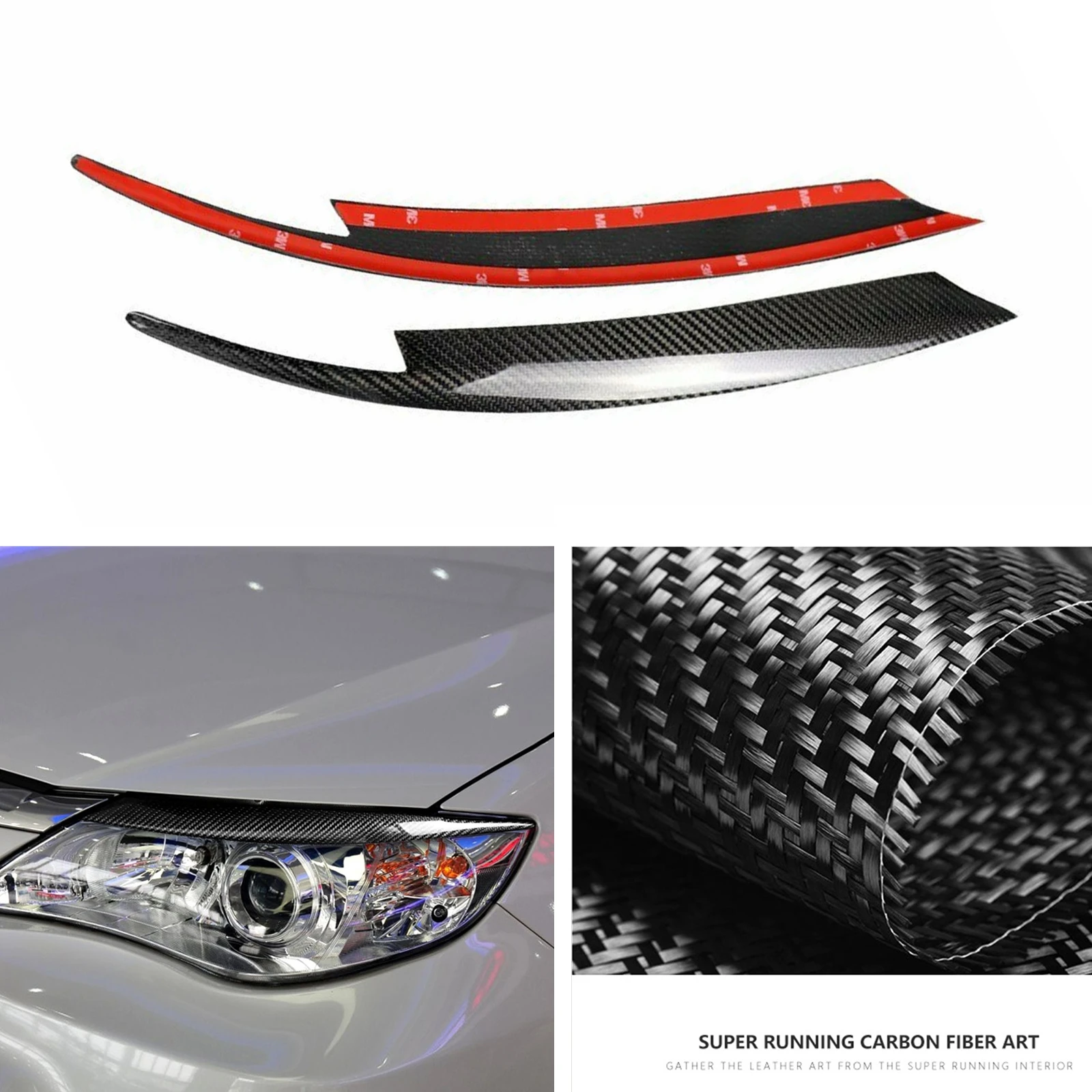 

For Subaru Impreza WRX 10th 2008-2011 Headlight Eyebrow Headlamp Eyelid Trim Carbon Fiber Car Front Head Light Lamp Cover Brow