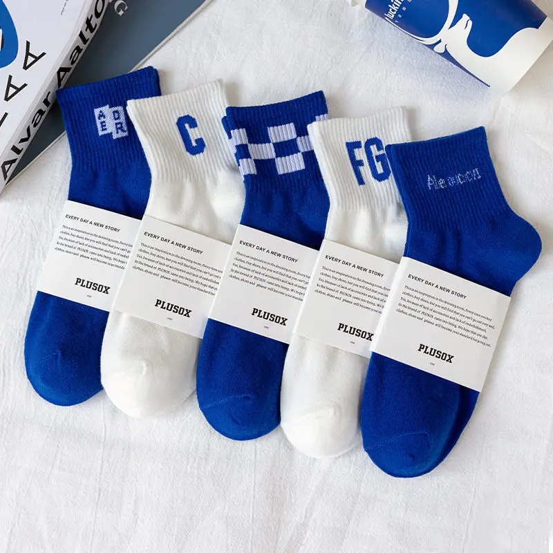

Klein blue women's socks in spring and summer online celebrity trend Joker student couple men's socks sports deodorant