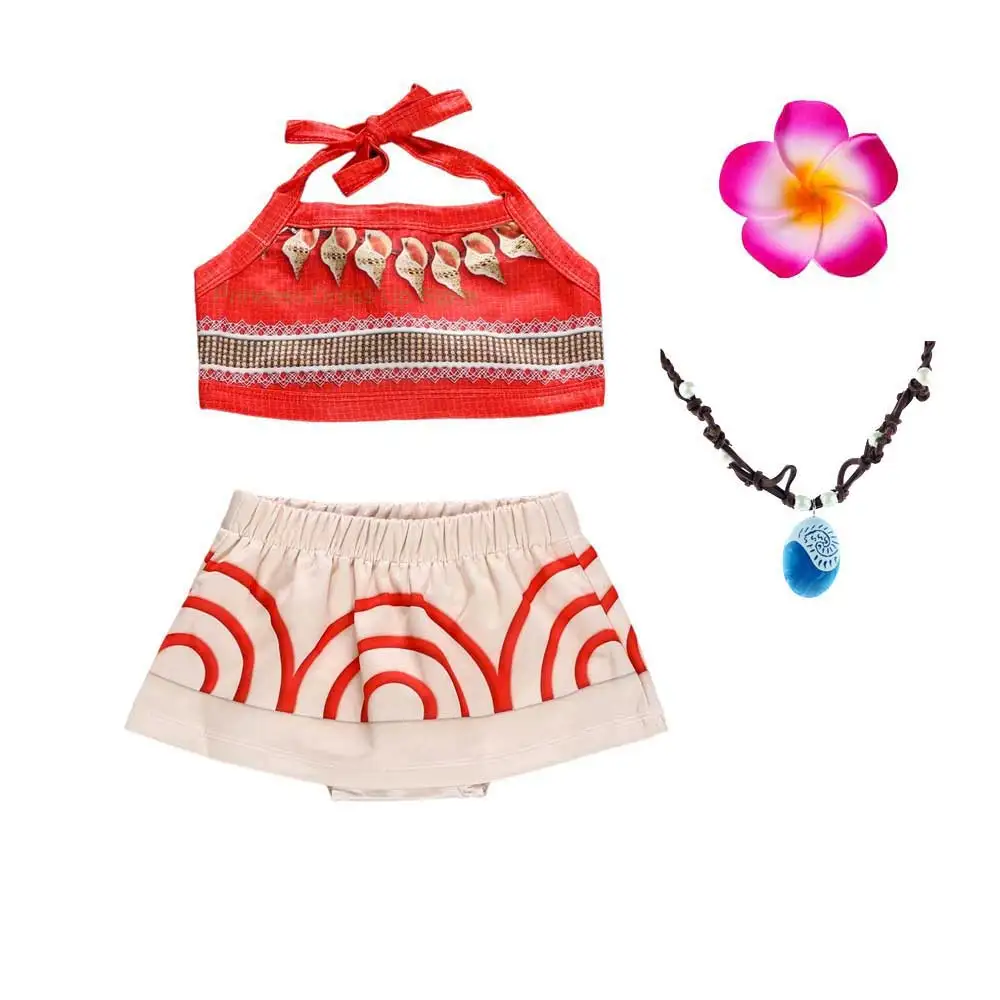 Toddler Baby Vaiana Dress Up Little Girl Boys Moana Cosplay Costume Necklace Halloween Christmas Costume