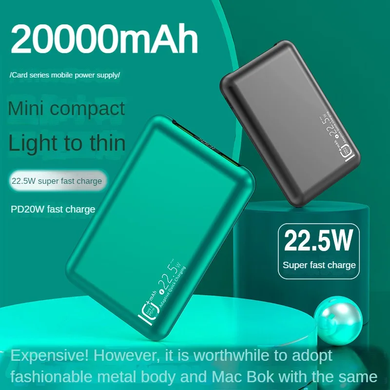 

20000mAh Power Bank Ultra-thin Portable Fast Charging For iPhone Xiaomi Huawei External Battery Digital Display PowerBank