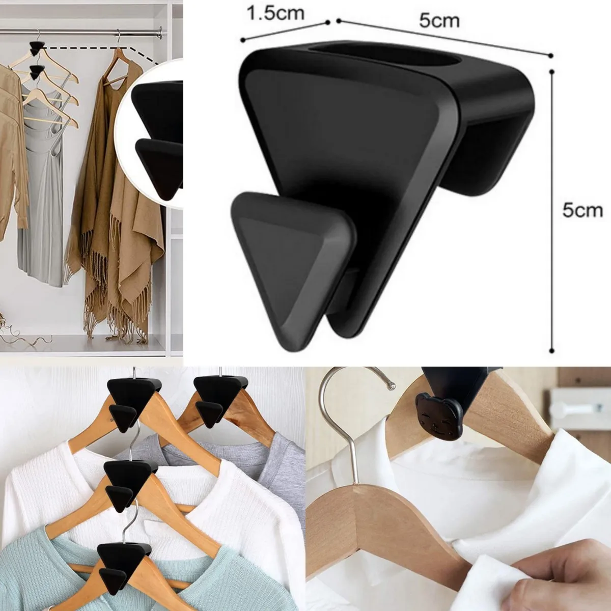 

Plastic Clothes Hangers Connect Hook Mini Triangular Hook for Closet Retractable Collapsible Space Saving Cascading Clothes Tool