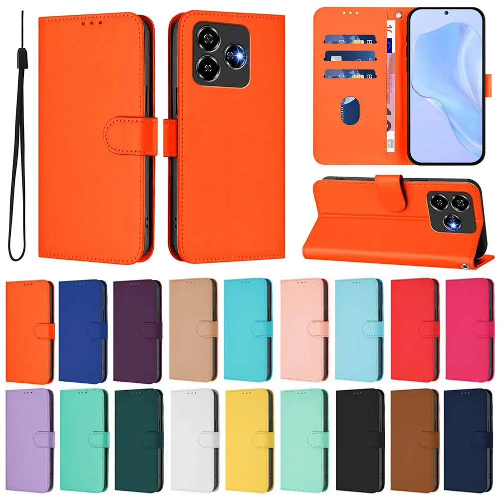 Классический однотонный кожаный флип-чехол-бумажник для Huawei Honor X5A X5B X6A X6B X7A X7B X8A X8B