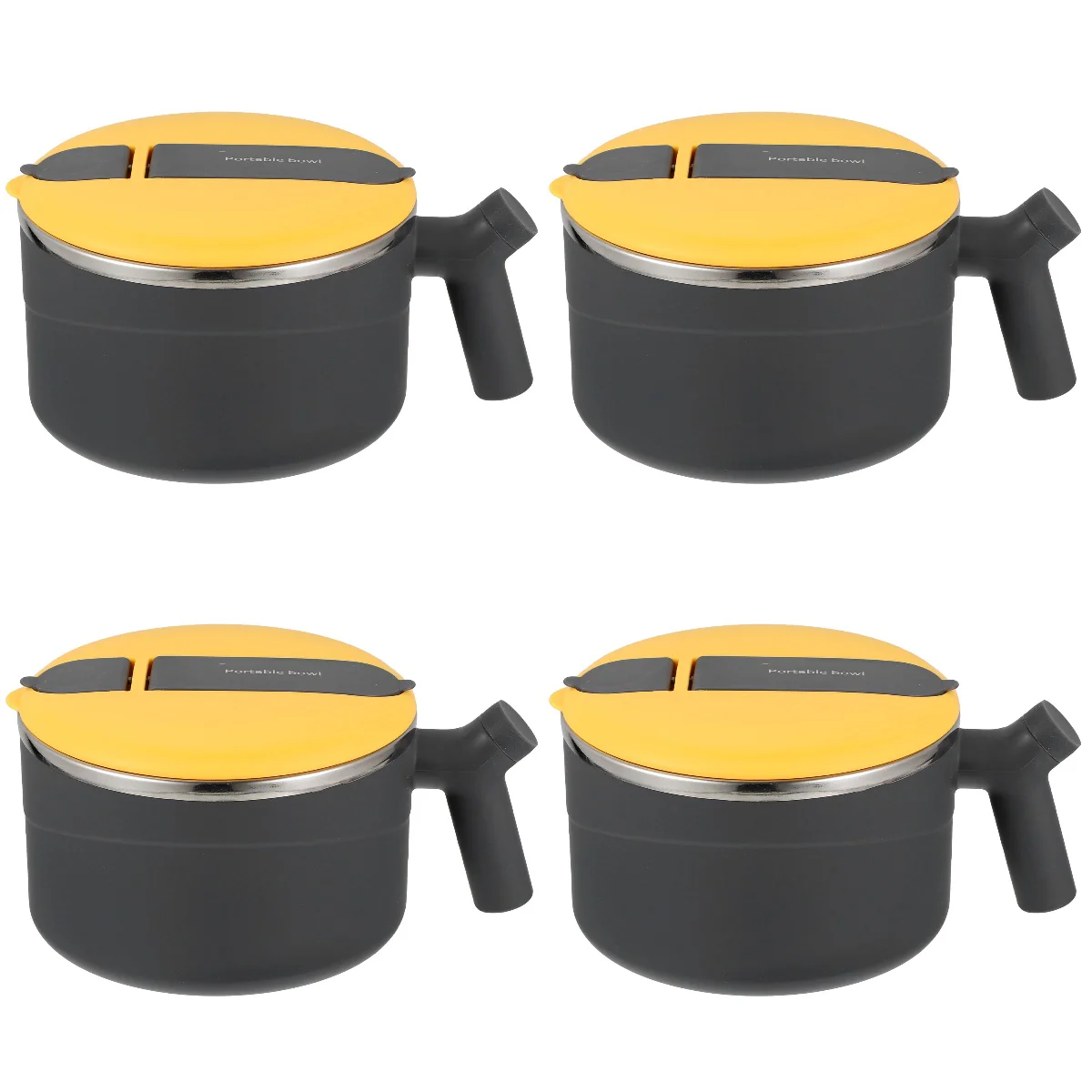 

4pcs Noodle Bowl Instant Noodles Bowl Stainless Steel Bowl with Lid Handle
