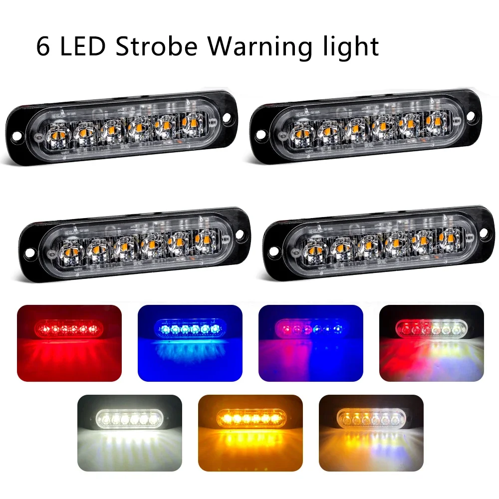 

led strobe light Flashing Grille Lights Car emergency light 6LED WARN LIGHT police lights for car TRUCK strobe led light 12v 24v