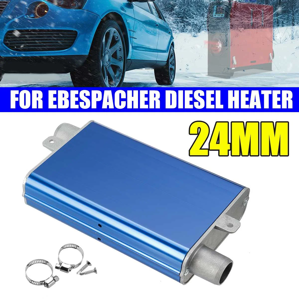 

24mm Air Diesel Parking Heater Exhaust Muffler Silencer w/Clamps Universal For Webasto Eberspacher Heaters