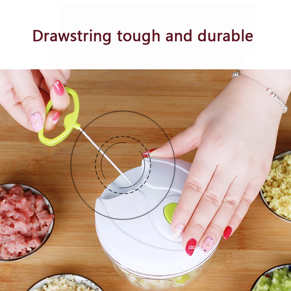 

Kitchen Accessories Tool Manual Hand Chopper Rope Food Processor Silcer Shredder Salad Maker Garlic Meat Onion Slicer Cutter