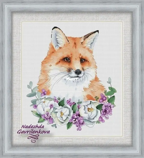 

Fox in Flowers Embroidery Cross Stitch Kits, Cotton Canvas Craft, DIY Needlework, High-Quality
