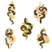 alloy animal brooch cartoon black and white flower snake shape enamel clothing accessories backpack brooch badge lapel pins