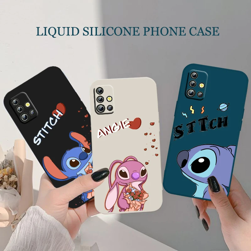 

Disney Cartoon Lilo & Stitch Phone Case For Samsung A12 A13 A21S A22 A31 A32 A33 A42 A51 A52 A53 A71 A72 A73 Liquid Rope Soft