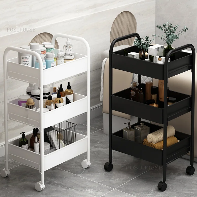 

High Quality Trolley Kitchen Auxiliary Cart Multi-layer Salon Furniture for Beauty Salon Bedroom Bathroom Mobile Shelf
