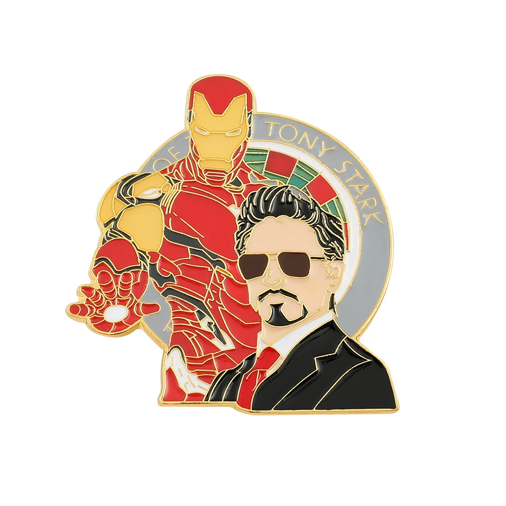 

Superhero Iron Man Luminous Badge The Avengers Tony Stark Brooch for Clothes Decoration Anime Metal Enamel Lapel Pins for Kids
