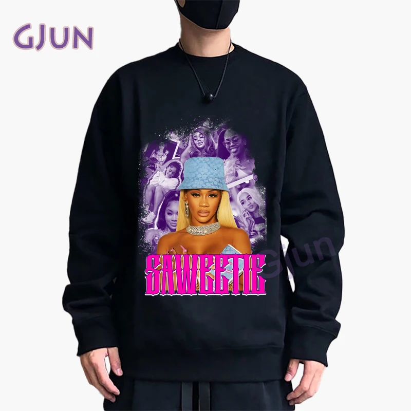 

European American Popular Saweetie Print Hoodies Men/Women Street Couple Casual Hip Hop Tupac Pullover Sweatshirts Tops