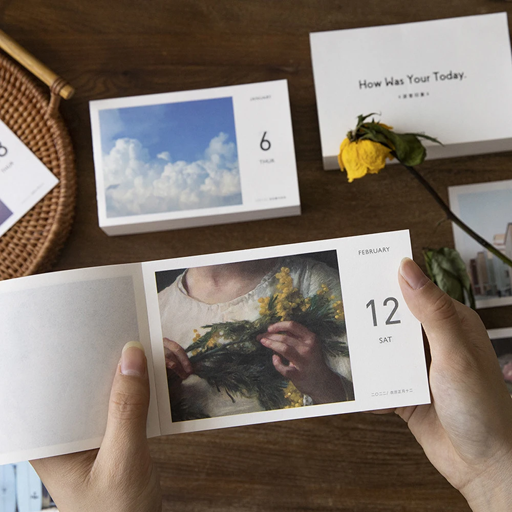 

Tokopedia 1 PC 365 Days of 2022 Fresh Plant Painting Cloud Writable Day As Usual Calendar for Planners