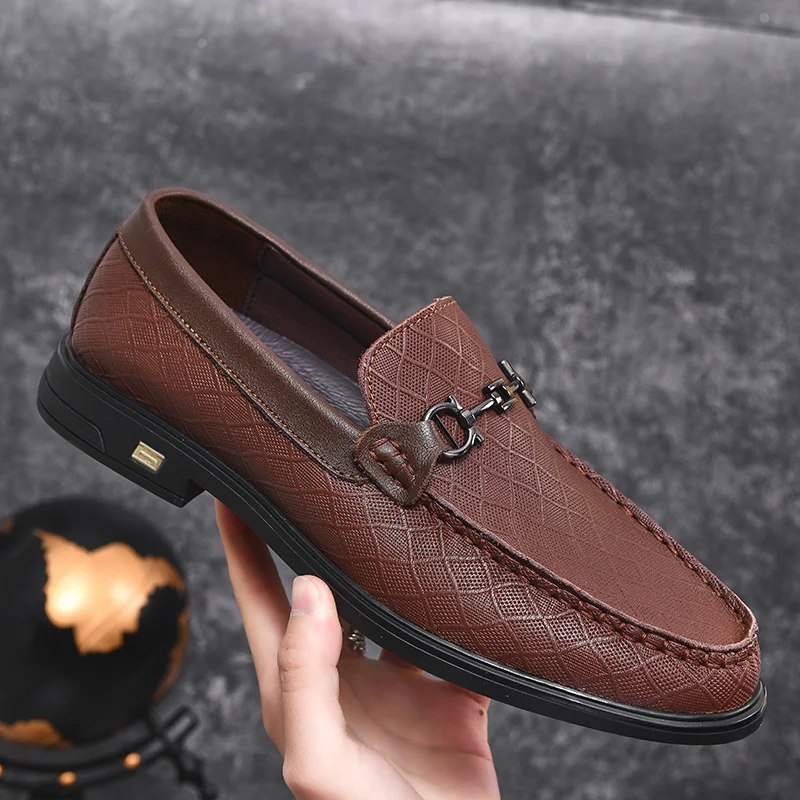 

Men Upscale Genuine Leather Shoes Luxurious Loafers British Style Comfortable Mens Moccasins Casual Formal Dress Slip on Shoes