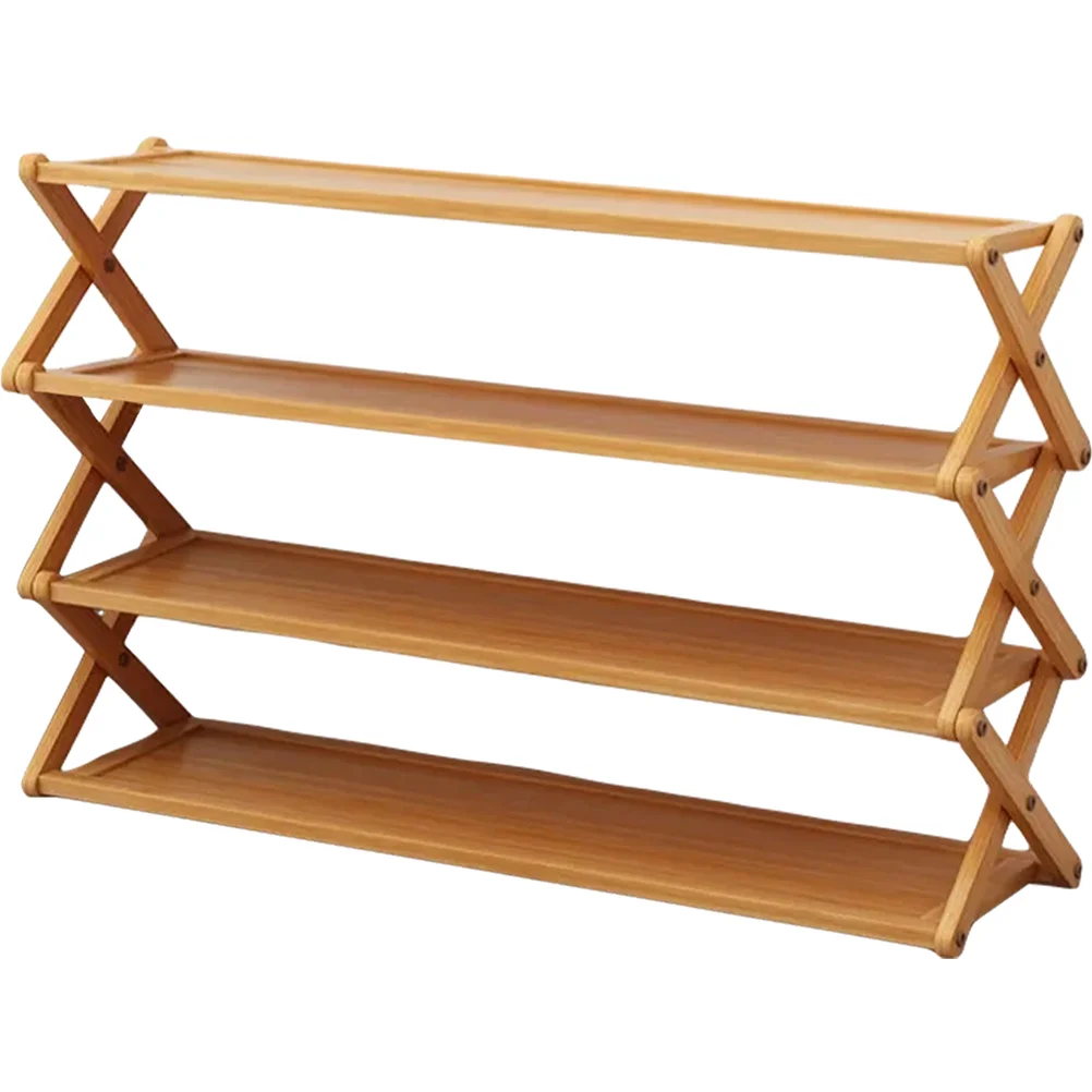 

Foldable Shoe Rack 4 Tiers Bamboo Shoe Shelf Shoe Organizer for Entrance Porch Corridor Balcony