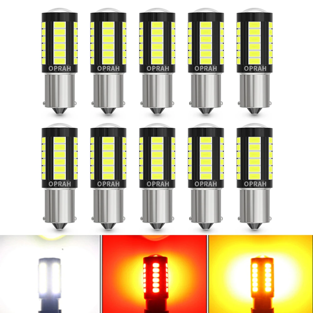 Лампы головного света, 50 шт., 12 В, 24 В, 1156, BAU15S, 1157, BAY15D, 7440, 7443, Canbus 33, pc 5630SMD, лампы головного света, DRL