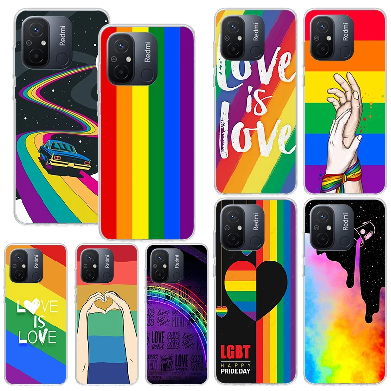 Радужный чехол Love Is ЛГБТ для телефона Xiaomi Redmi 12C 12 10C 10A 10 9C 9A 9T 9 8A 8 7A 7 6A 6 Pro K70 K40 K20 Fundas