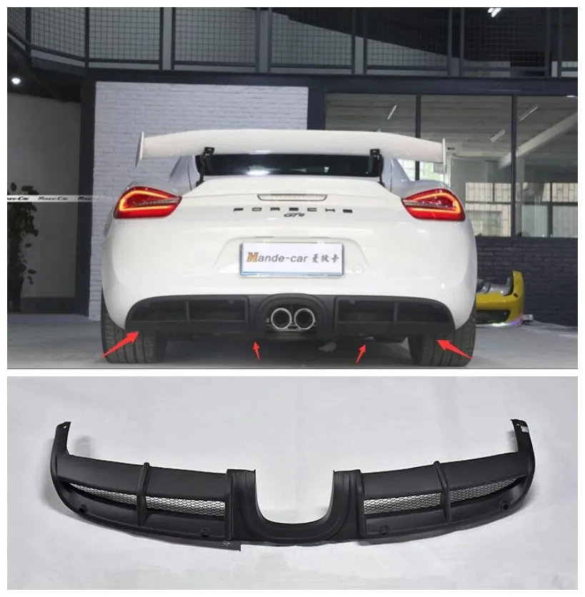 

Высококачественные разветвители для губ заднего багажника FPR из смолы и углеродного волокна, защитный диффузор для бампера Porsche Cayman 981 GT4 ...