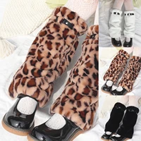 japanese style jk womens leg warmers harajuku solid color adjustable autumn winter leopard plush warm leg socks