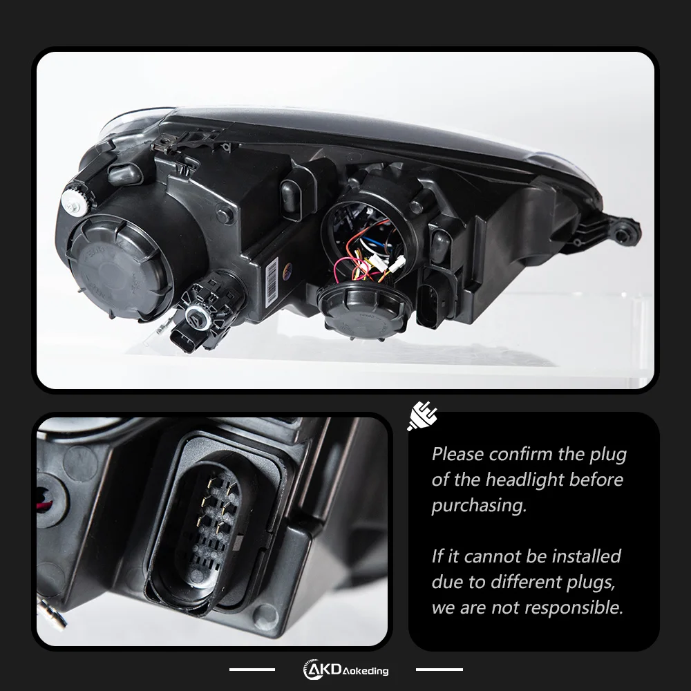 Фото Фара AKD для VW Sagitar Golf 5, светодиодная фара 2006-2011, фары Golf5 с ДХО, указателями поворота, дальним светом, линзой-проектором Angel Eye №5
