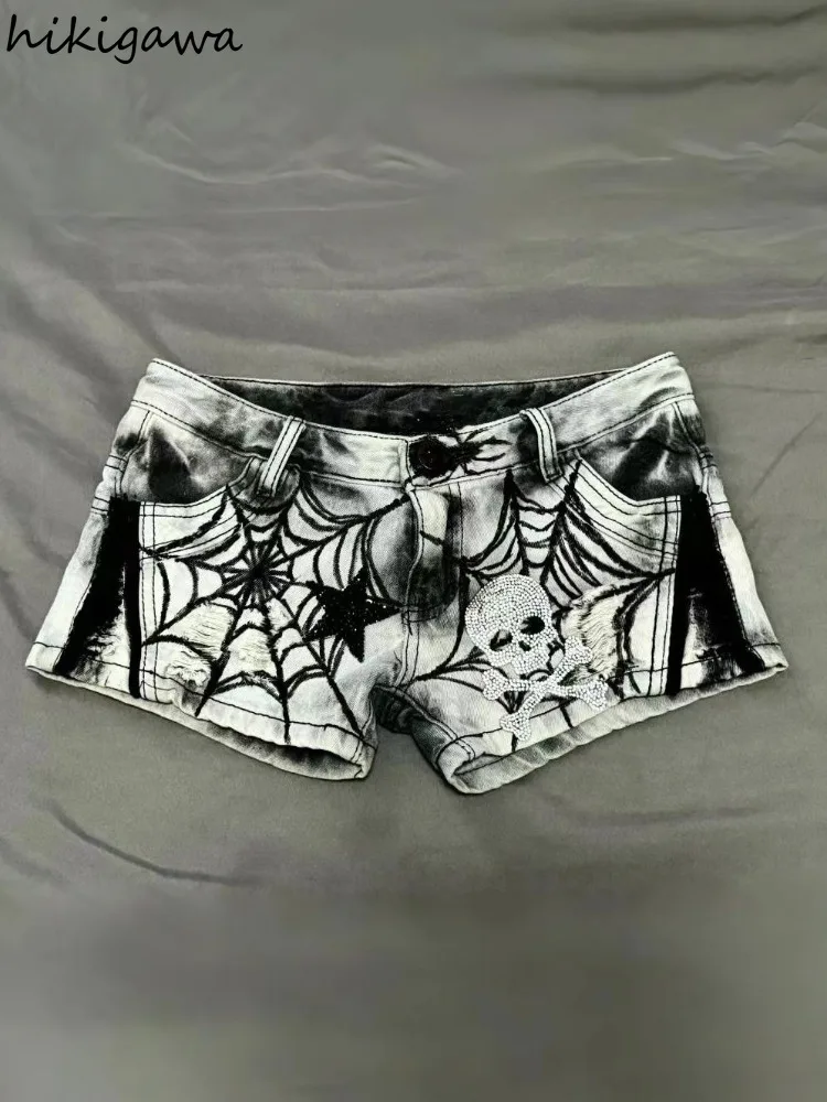 Женские джинсовые шорты в стиле Харадзюку уличная одежда панк летние модные