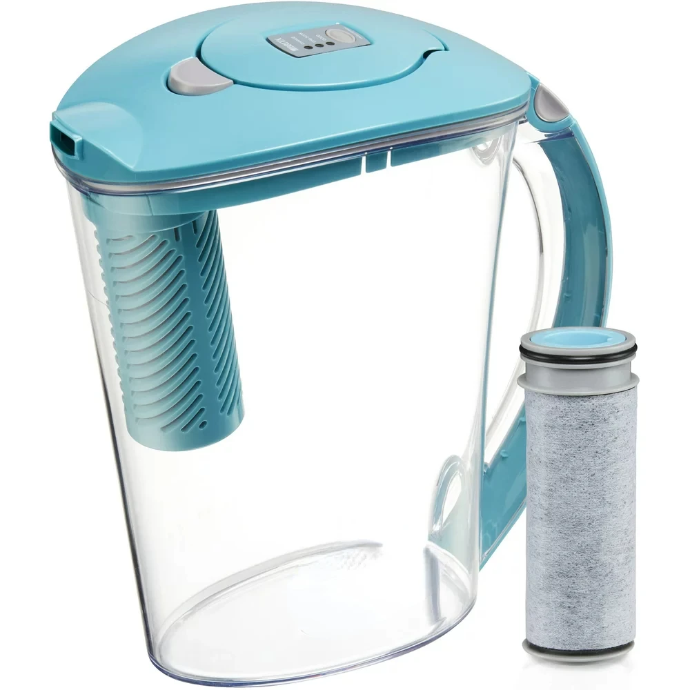 

Filter as You Pour Plastic 10-Cup Blue Water Filter Pitcher