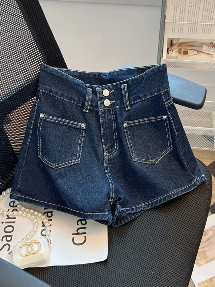 

FTLZZ новые летние женские винтажные повседневные Широкие джинсовые шорты женские модные однотонные джинсовые шорты с высокой талией и карманами