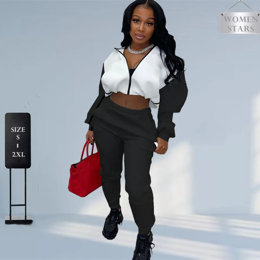 

2 Piece Sets Womens Outfits Sports Casual Zipper Long Sleeve Pencil Pants Spring Tracksuit Women Clothing Wholesale Dropshipping