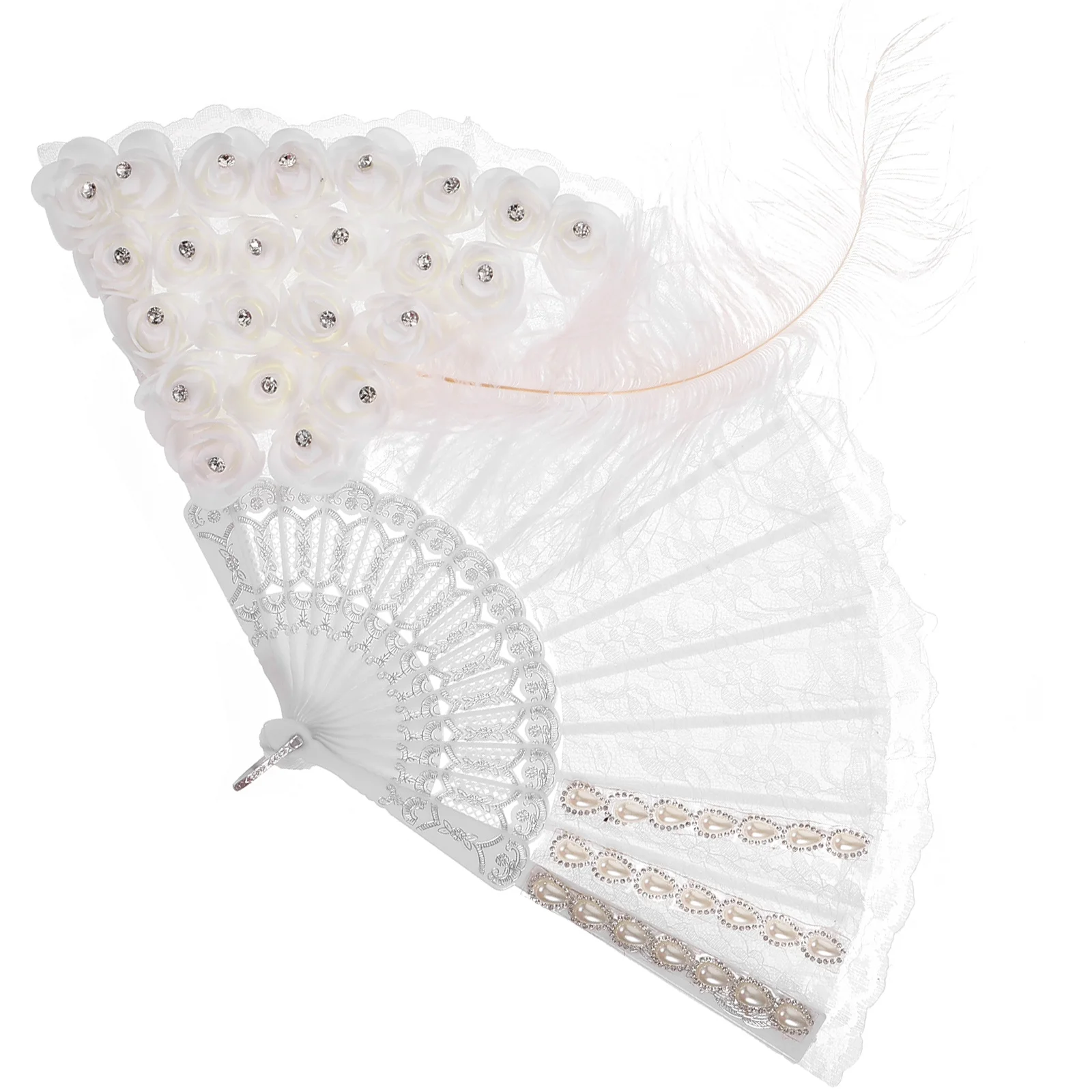 

Wedding Bride Fan Decorative Fan Bridal Fan Stage Performance Fan Lace Fan Prop