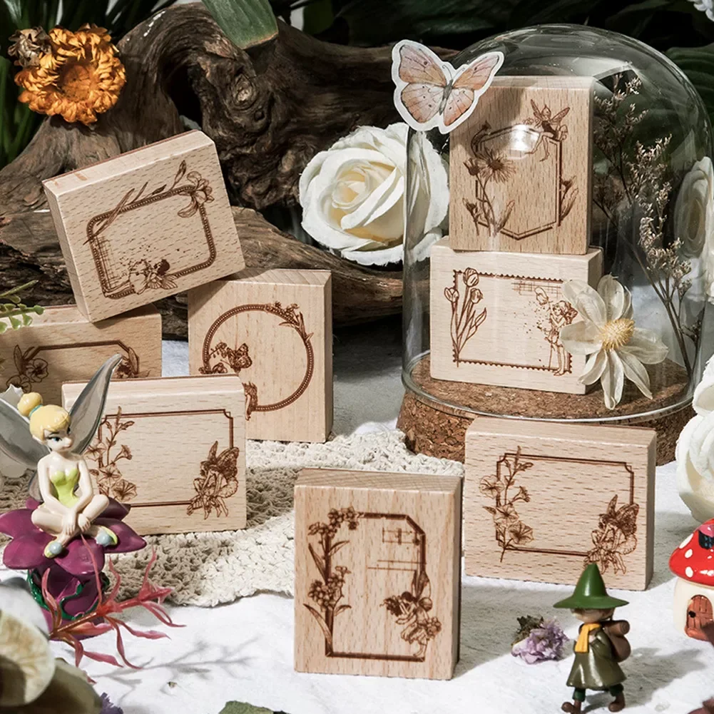 

Mini Vintage Wooden Stamp Retro Elf Forest Label Rubber Stamps For DIY Scrapbooking Journal Standard Stamp Retro Stationery